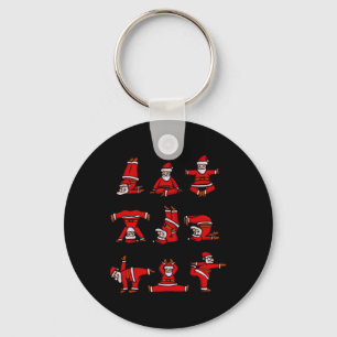 Yoga Santa Women Men Kids Funny Christmas Keychain