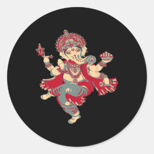 Yoga Shirts Spiritual Hindu God Ganesha Meditation Classic Round Sticker