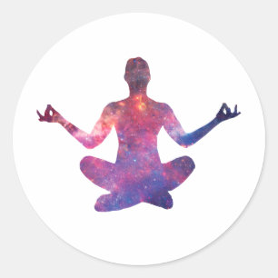 Yoga silhouette - Choose background colour Classic Round Sticker