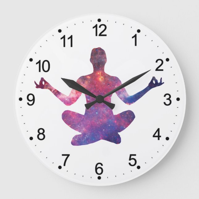 Yoga silhouette - Choose background colour Large Clock (Front)