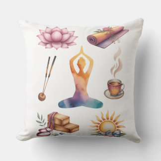 Yoga silhouette mindful living inspired  throw pillow