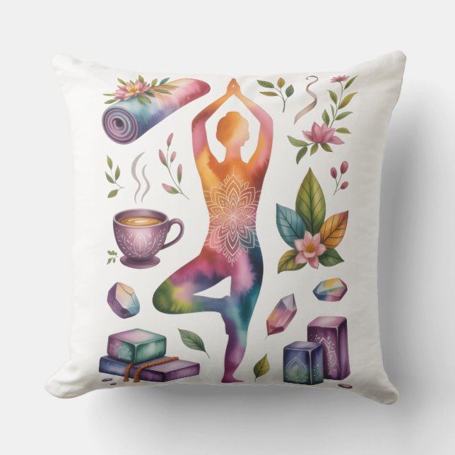 Yoga silhouette mindful living inspired  throw pillow (Front)