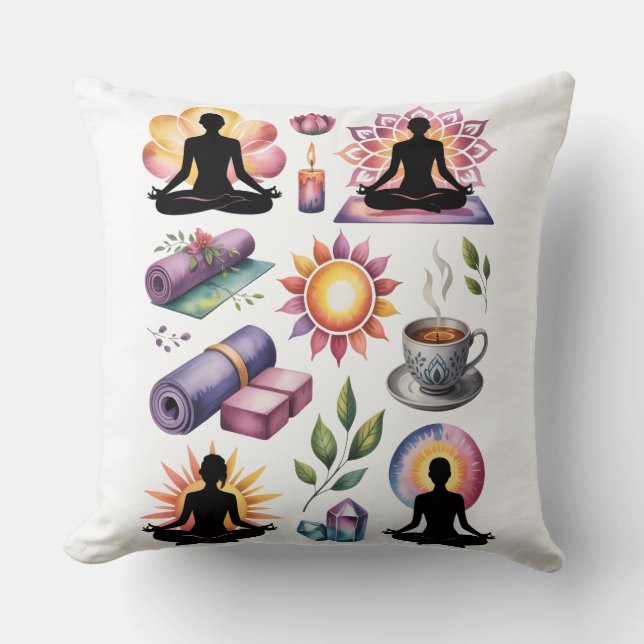 Yoga silhouette mindful living inspired  throw pillow (Front)