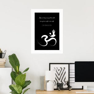 Yoga Silhouette White Om Ohm Zen Spiritual Poster
