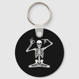 Yoga Skeleton Namaste 67 Meme Funny Halloween Medi Keychain