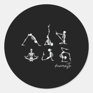 Yoga Skeletons Namaste Classic Round Sticker