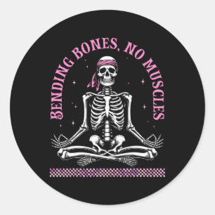 Yoga Skeletons Namaste Funny Meditation Halloween  Classic Round Sticker