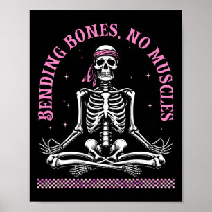 Yoga Skeletons Namaste Funny Meditation Halloween Poster