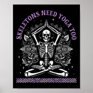Yoga Skeletons Namaste Funny Meditation Halloween  Poster