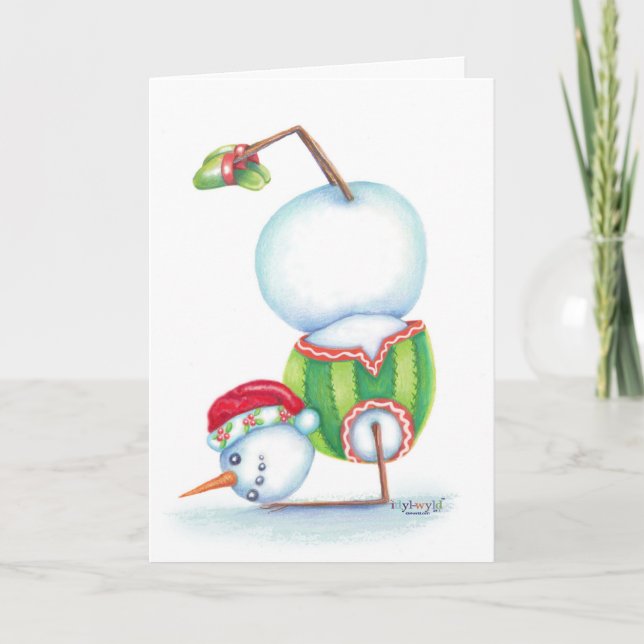 Yoga snowman carte de noël / flair scandinave (Devant)