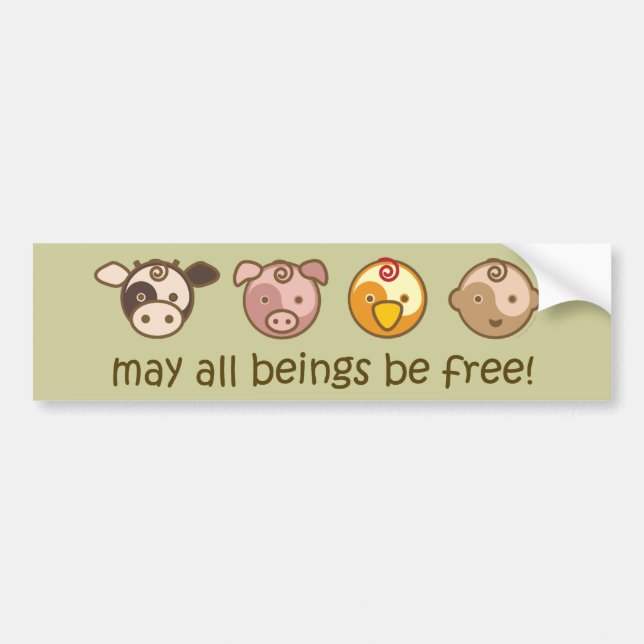Yoga Speak Baby : May All Beings Be Free Bumper Sticker (Front)