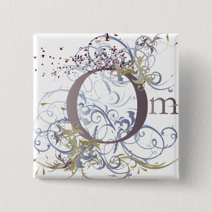 Yoga Speak : Swirling Om Design 2 Inch Square Button