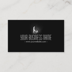 Yoga Stick Pose Dark Fitness Business Card