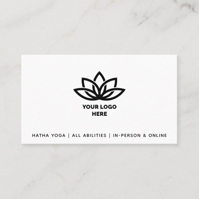 Yoga Studio Add Your Logo Black Text Business Card (Front)