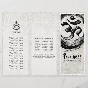 Yoga Studio Brochure Tri-Fold Brush OM ZEN Symbole
