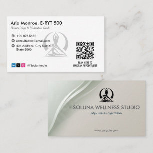 Yoga Studio Business   Modern Gray Barcode Business Card