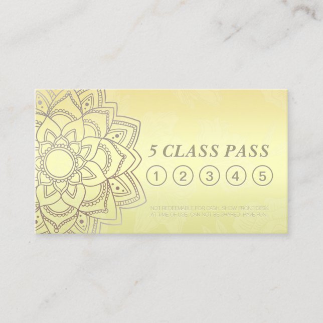 Yoga Studio Class Pass Black Gold Mandala Loyalty (Front)