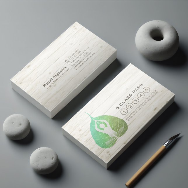 Yoga Studio Class Pass Meditation Pose Bodhi Leaf Loyalty Card (Creator Uploaded)