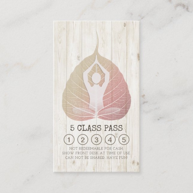 Yoga Studio Class Pass Meditation Pose Bodhi Leaf Loyalty Card (Front)