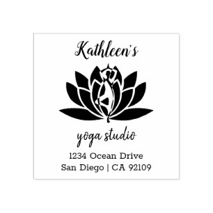 Yoga Studio Custom Name Business Return Address Rubber Stamp