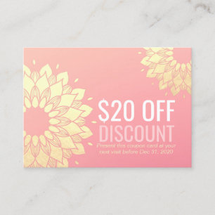 YOGA Studio Discount Coupon Loyalty Gold Mandala