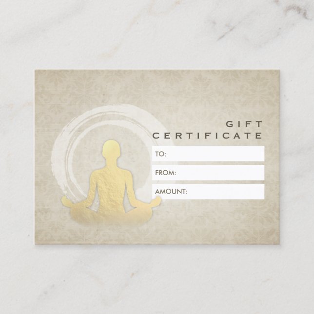YOGA Studio Gift Certificate Easy Pose ZEN Symbol (Front)