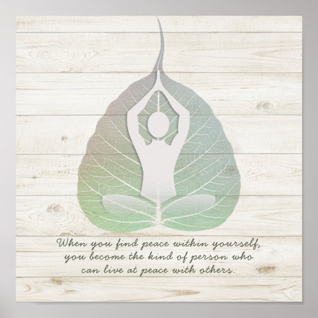 Yoga Studio Instructor Meditation Bodhi Leaf Quote Poster (Front)