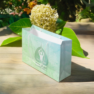 Yoga Studio Instructor Meditation Pose Bodhi Leaf  Large Gift Bag