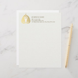 Yoga Studio Instructor Meditation Pose Bodhi Leaf  Letterhead