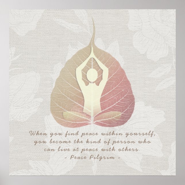 Yoga Studio Instructor Meditation Pose Bodhi Leaf Poster (Front)