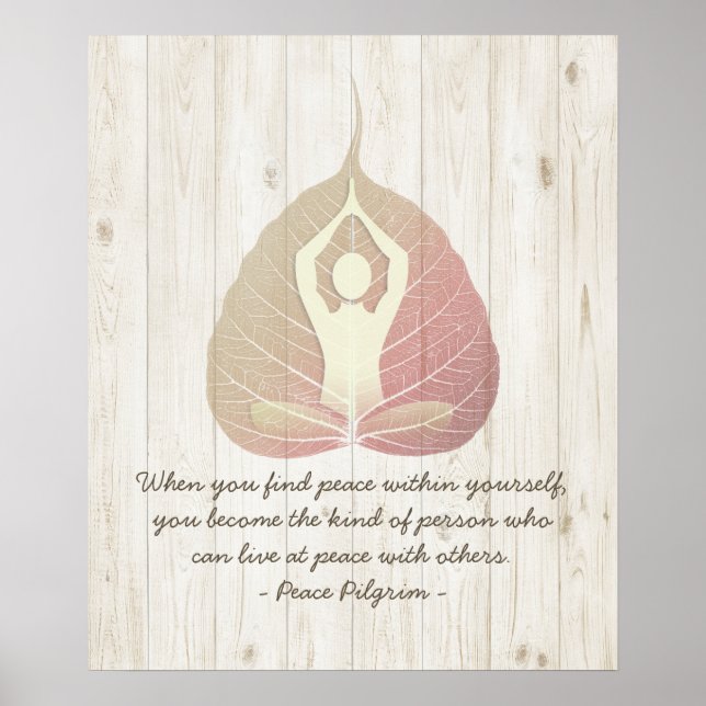 Yoga Studio Instructor Meditation Pose Bodhi Leaf Poster (Front)