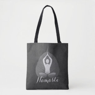 Yoga Studio Instructor Meditation Pose Bodhi Leaf Tote Bag