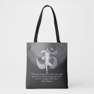 Yoga Studio Instructor Meditation Pose OM Symbol Tote Bag