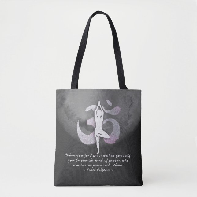 Yoga Studio Instructor Meditation Pose OM Symbol Tote Bag (Front)