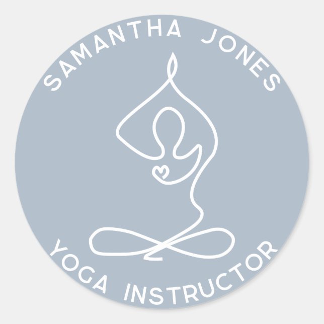 Yoga studio instructor yogi pose modern business classic round sticker (Front)