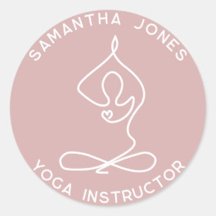 Yoga studio instructor yogi pose modern business classic round sticker