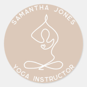 Yoga studio instructor yogi pose modern business classic round sticker