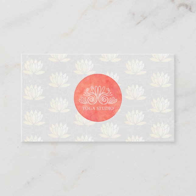 Yoga Studio Logo | Lotus Flower Pattern Business Card (Front)
