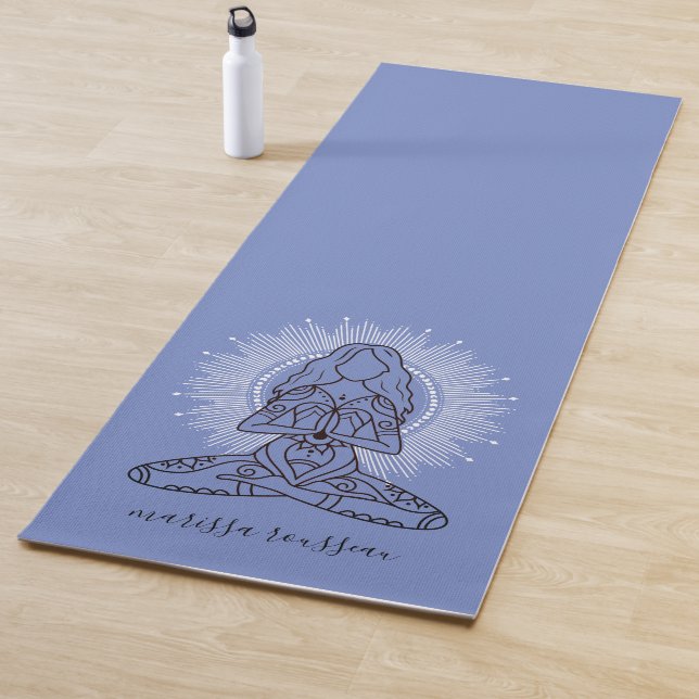 Yoga Studio Lotus Pose Blue Personalized Yoga Mat (In Situ)