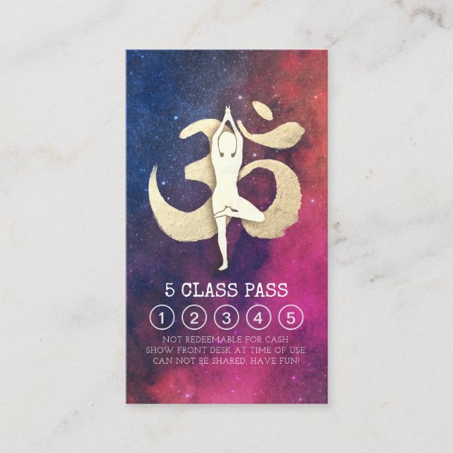 Yoga Studio Loyalty Class Pass Tree Pose OM Symbol (Front)