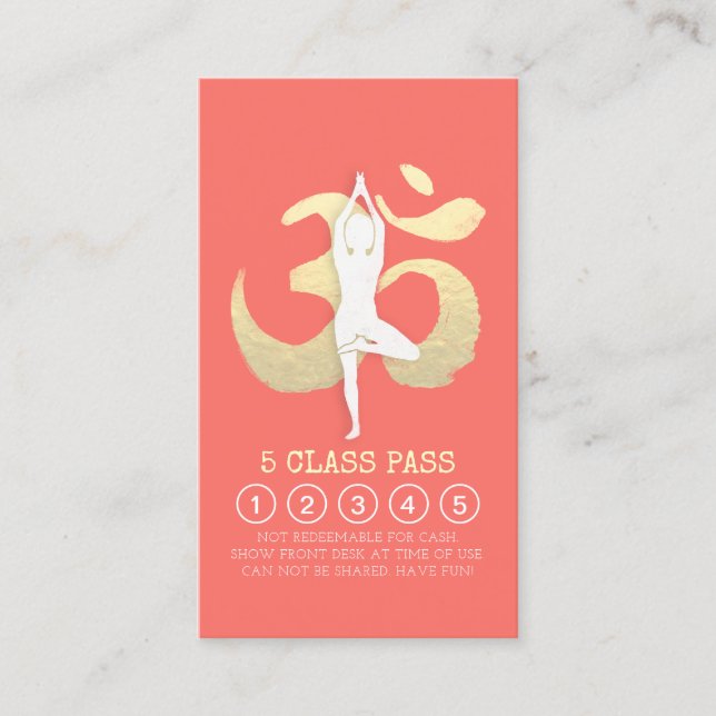 Yoga Studio Loyalty Class Pass Tree Pose OM Symbol (Front)
