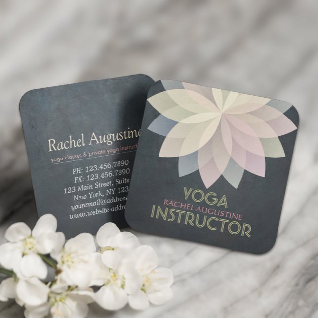 YOGA Studio Meditation Instructor Colourful Mandal Square Business Card (Creator Uploaded)