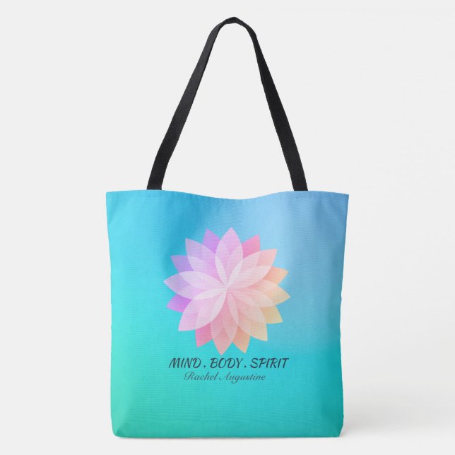 YOGA Studio Meditation Instructor Colourful Mandal Tote Bag (Back)