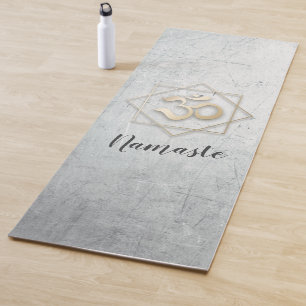 Yoga Studio Meditation Instructor Gold OM Symbol Yoga Mat