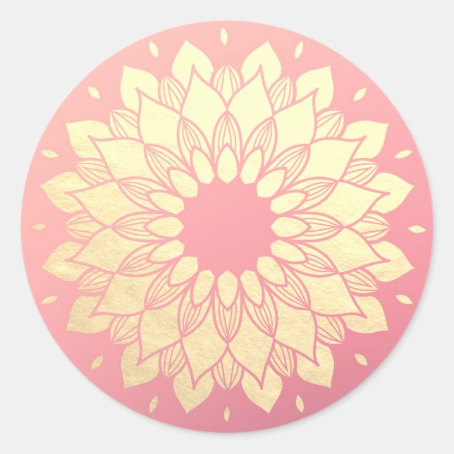 Yoga Studio Meditation Instructor Golden Mandala Classic Round Sticker (Front)