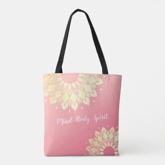 Yoga Studio Meditation Instructor Golden Mandala Tote Bag (Back)