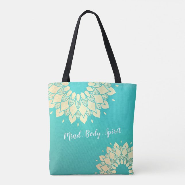 Yoga Studio Meditation Instructor Golden Mandala Tote Bag (Back)