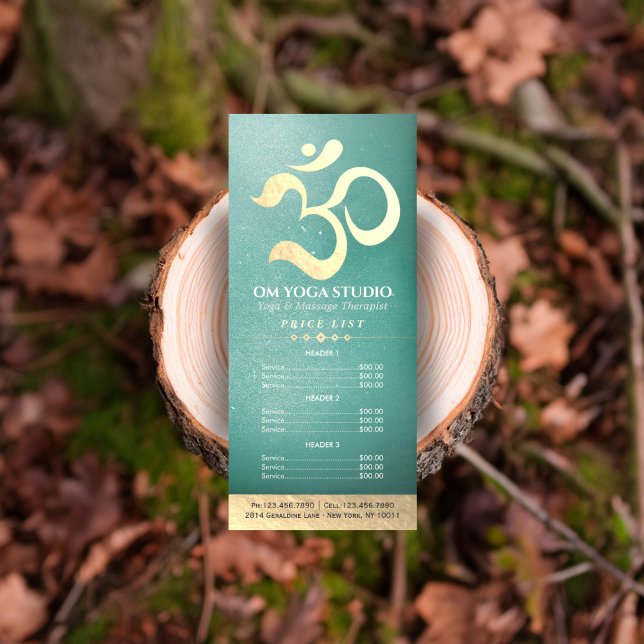 Yoga Studio Meditation Instructor Om Price List Rack Card (Creator Uploaded)