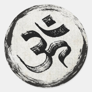 YOGA Studio Meditation Instructor OM & ZEN Symbols Classic Round Sticker
