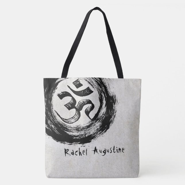 YOGA Studio Meditation Instructor OM & ZEN Symbols Tote Bag (Front)